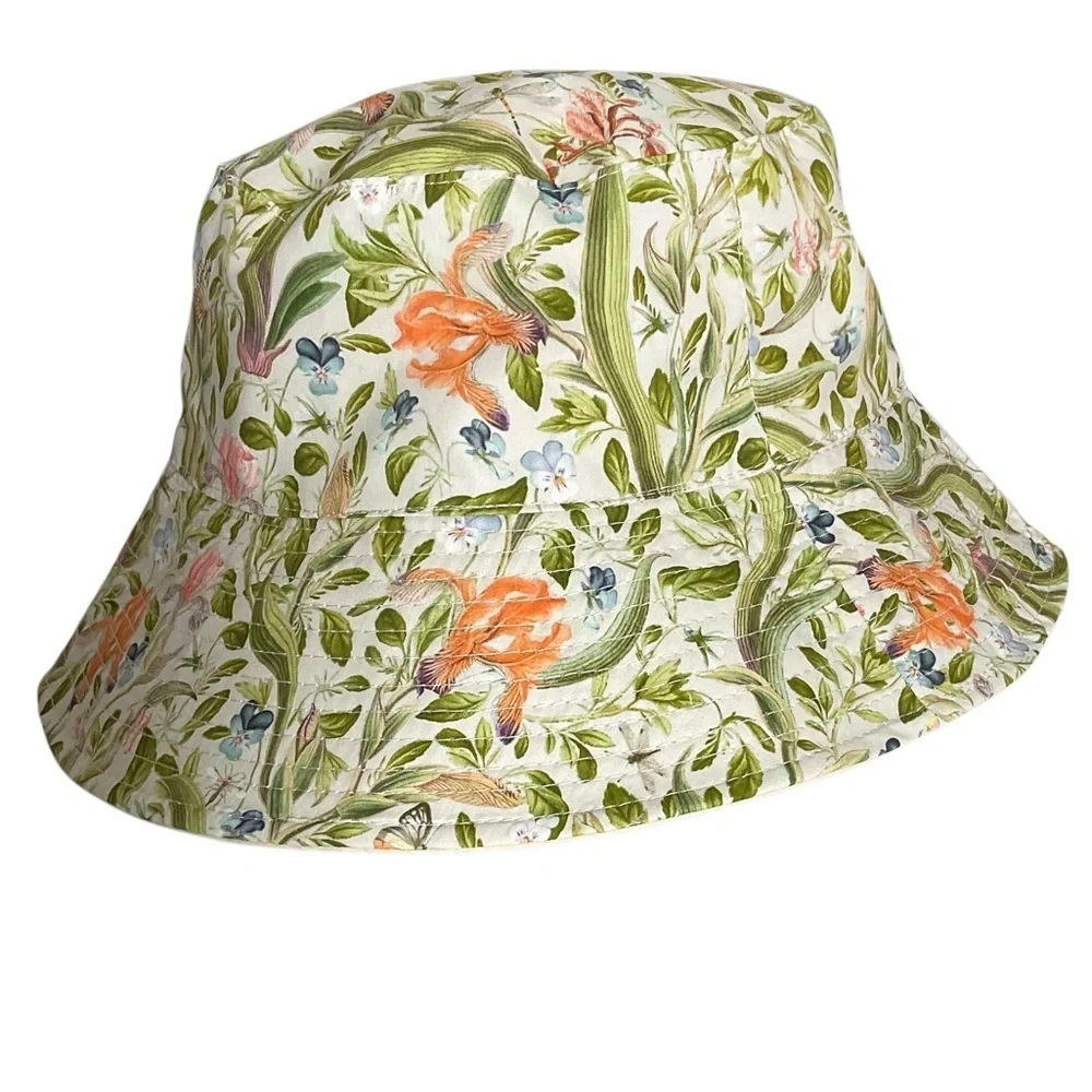 NWT Fable England Green Floral Bucket Hat Botanical Print Item 45020 - Picture 1 of 9